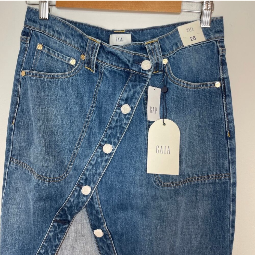 Gap x Cult Gaia Asymmetrical Denim Maxi Skirt Indigo Size 28 

New with tags